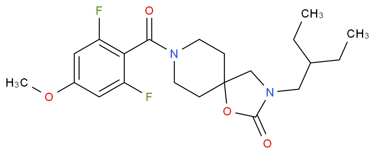 8-(2,6-difluoro-4-methoxybenzoyl)-3-(2-ethylbutyl)-1-oxa-3,8-diazaspiro[4.5]decan-2-one_Molecular_structure_CAS_)