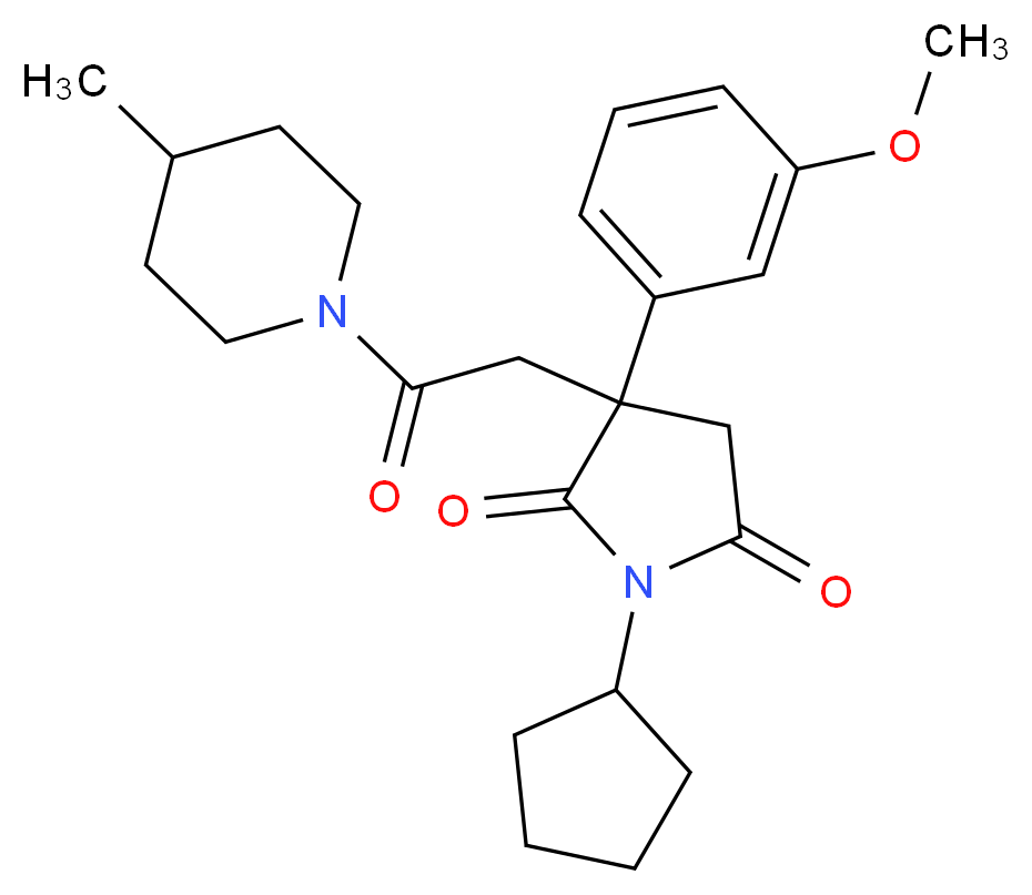 1-cyclopentyl-3-(3-methoxyphenyl)-3-[2-(4-methyl-1-piperidinyl)-2-oxoethyl]-2,5-pyrrolidinedione_Molecular_structure_CAS_)