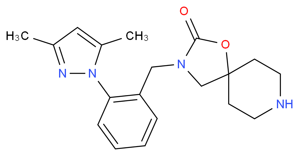 3-[2-(3,5-dimethyl-1H-pyrazol-1-yl)benzyl]-1-oxa-3,8-diazaspiro[4.5]decan-2-one_Molecular_structure_CAS_)