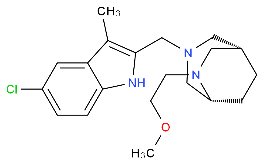 (1S*,5R*)-3-[(5-chloro-3-methyl-1H-indol-2-yl)methyl]-6-(2-methoxyethyl)-3,6-diazabicyclo[3.2.2]nonane_Molecular_structure_CAS_)