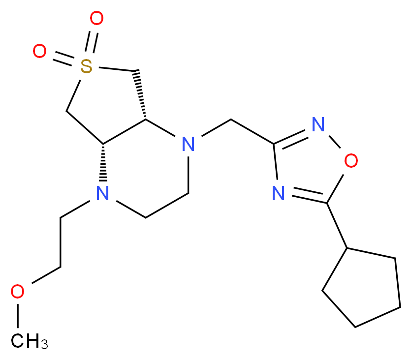 (4aS*,7aR*)-1-[(5-cyclopentyl-1,2,4-oxadiazol-3-yl)methyl]-4-(2-methoxyethyl)octahydrothieno[3,4-b]pyrazine 6,6-dioxide_Molecular_structure_CAS_)