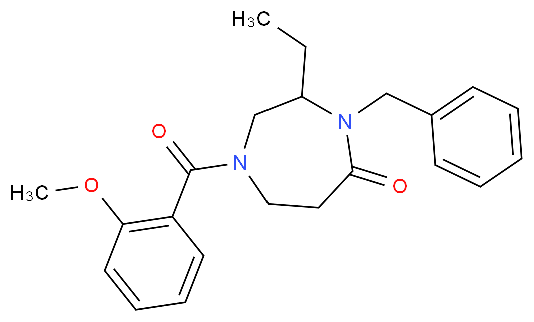 4-benzyl-3-ethyl-1-(2-methoxybenzoyl)-1,4-diazepan-5-one_Molecular_structure_CAS_)