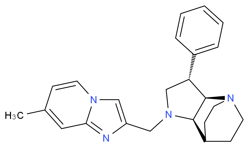 (2R*,3S*,6R*)-5-[(7-methylimidazo[1,2-a]pyridin-2-yl)methyl]-3-phenyl-1,5-diazatricyclo[5.2.2.0~2,6~]undecane_Molecular_structure_CAS_)