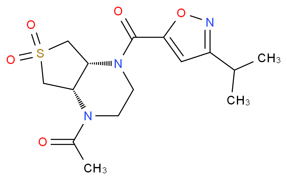 (4aR*,7aS*)-1-acetyl-4-[(3-isopropyl-5-isoxazolyl)carbonyl]octahydrothieno[3,4-b]pyrazine 6,6-dioxide_Molecular_structure_CAS_)
