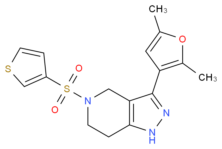 3-(2,5-dimethyl-3-furyl)-5-(3-thienylsulfonyl)-4,5,6,7-tetrahydro-1H-pyrazolo[4,3-c]pyridine_Molecular_structure_CAS_)