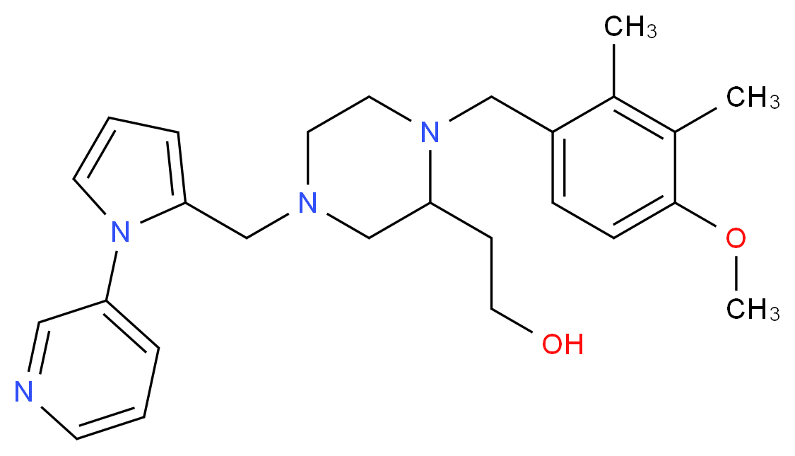 2-(1-(4-methoxy-2,3-dimethylbenzyl)-4-{[1-(3-pyridinyl)-1H-pyrrol-2-yl]methyl}-2-piperazinyl)ethanol_Molecular_structure_CAS_)