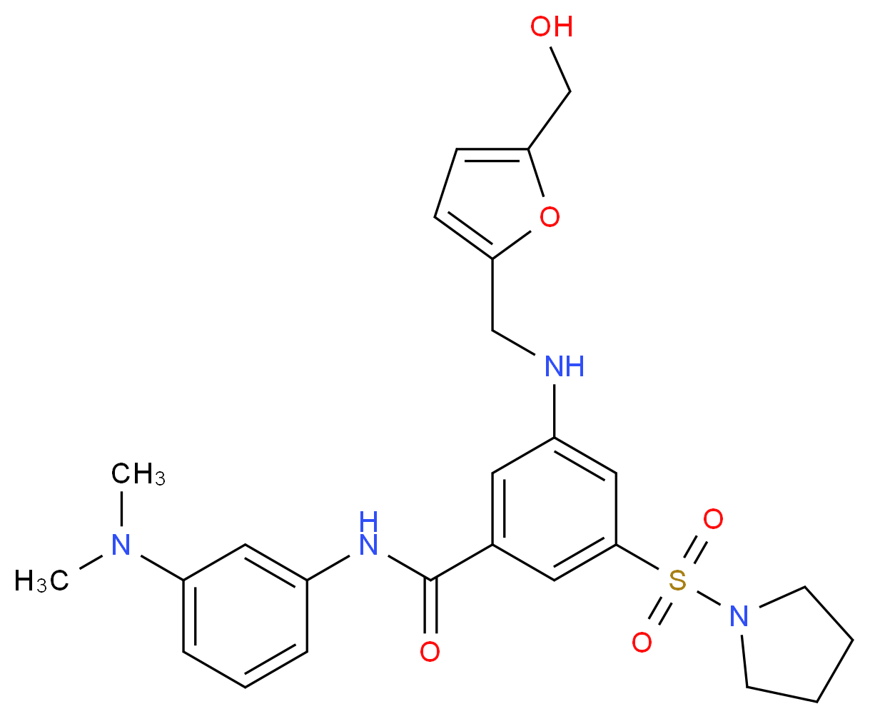 N-[3-(dimethylamino)phenyl]-3-({[5-(hydroxymethyl)-2-furyl]methyl}amino)-5-(1-pyrrolidinylsulfonyl)benzamide_Molecular_structure_CAS_)