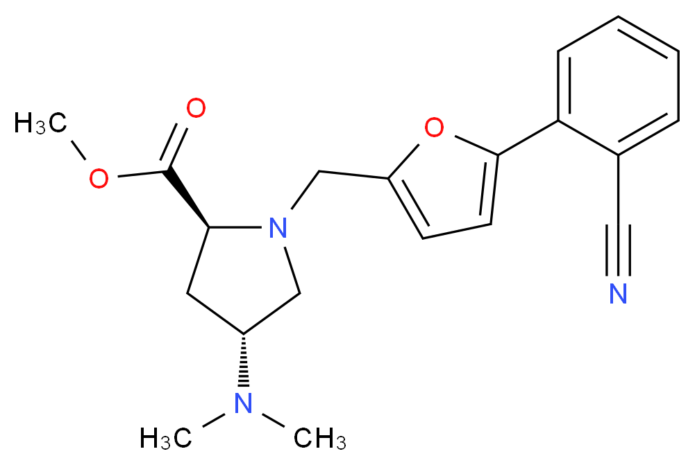 methyl (2S,4R)-1-{[5-(2-cyanophenyl)-2-furyl]methyl}-4-(dimethylamino)pyrrolidine-2-carboxylate_Molecular_structure_CAS_)