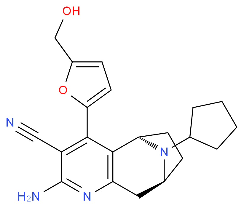 (5R*,8S*)-2-amino-10-cyclopentyl-4-[5-(hydroxymethyl)-2-furyl]-6,7,8,9-tetrahydro-5H-5,8-epiminocyclohepta[b]pyridine-3-carbonitrile_Molecular_structure_CAS_)