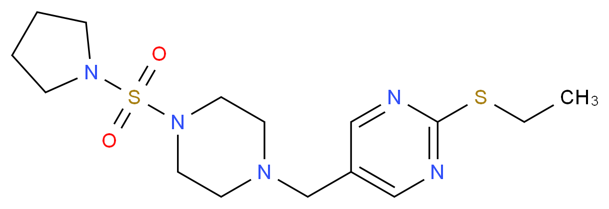 2-(ethylthio)-5-{[4-(pyrrolidin-1-ylsulfonyl)piperazin-1-yl]methyl}pyrimidine_Molecular_structure_CAS_)