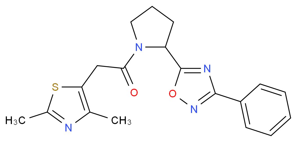 5-{1-[(2,4-dimethyl-1,3-thiazol-5-yl)acetyl]-2-pyrrolidinyl}-3-phenyl-1,2,4-oxadiazole_Molecular_structure_CAS_)