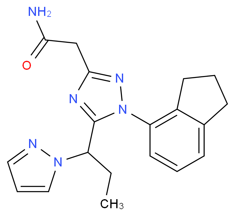 2-{1-(2,3-dihydro-1H-inden-4-yl)-5-[1-(1H-pyrazol-1-yl)propyl]-1H-1,2,4-triazol-3-yl}acetamide_Molecular_structure_CAS_)