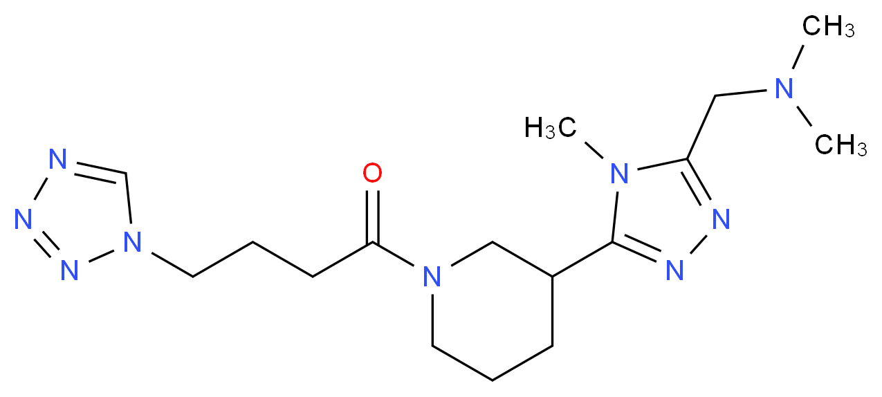 N,N-dimethyl-1-(4-methyl-5-{1-[4-(1H-tetrazol-1-yl)butanoyl]piperidin-3-yl}-4H-1,2,4-triazol-3-yl)methanamine_Molecular_structure_CAS_)