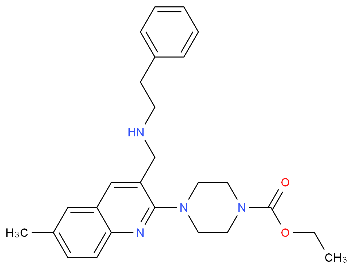 ethyl 4-(6-methyl-3-{[(2-phenylethyl)amino]methyl}-2-quinolinyl)-1-piperazinecarboxylate_Molecular_structure_CAS_)