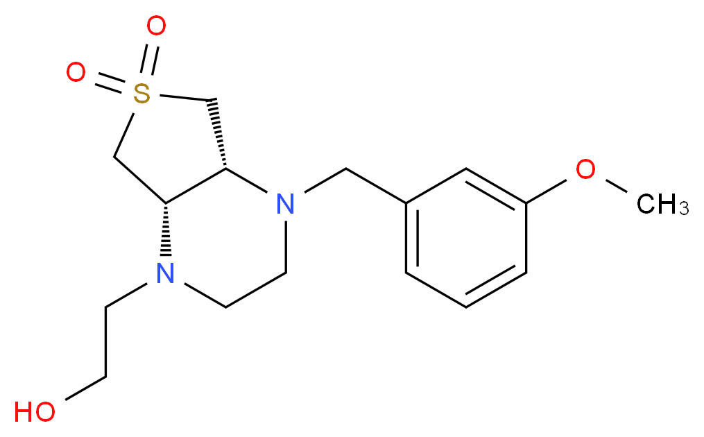 2-[(4aR*,7aS*)-4-(3-methoxybenzyl)-6,6-dioxidohexahydrothieno[3,4-b]pyrazin-1(2H)-yl]ethanol_Molecular_structure_CAS_)