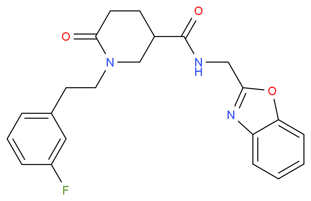 N-(1,3-benzoxazol-2-ylmethyl)-1-[2-(3-fluorophenyl)ethyl]-6-oxo-3-piperidinecarboxamide_Molecular_structure_CAS_)