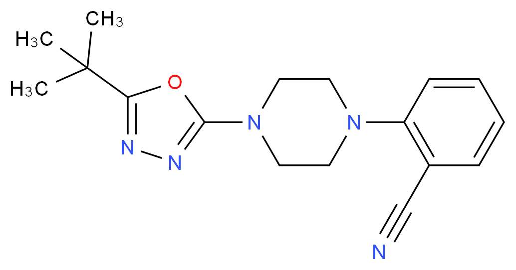 2-[4-(5-tert-butyl-1,3,4-oxadiazol-2-yl)piperazin-1-yl]benzonitrile_Molecular_structure_CAS_)
