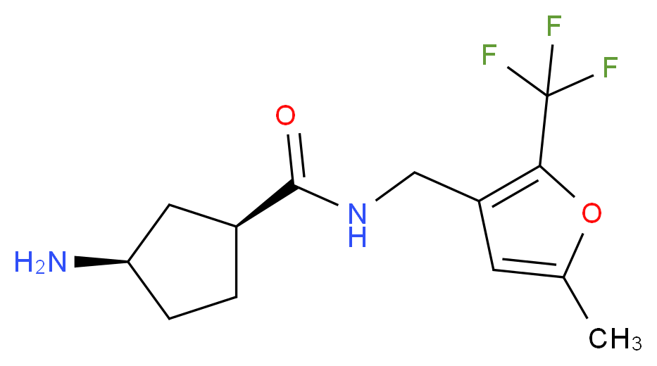 (1S*,3R*)-3-amino-N-{[5-methyl-2-(trifluoromethyl)-3-furyl]methyl}cyclopentanecarboxamide_Molecular_structure_CAS_)