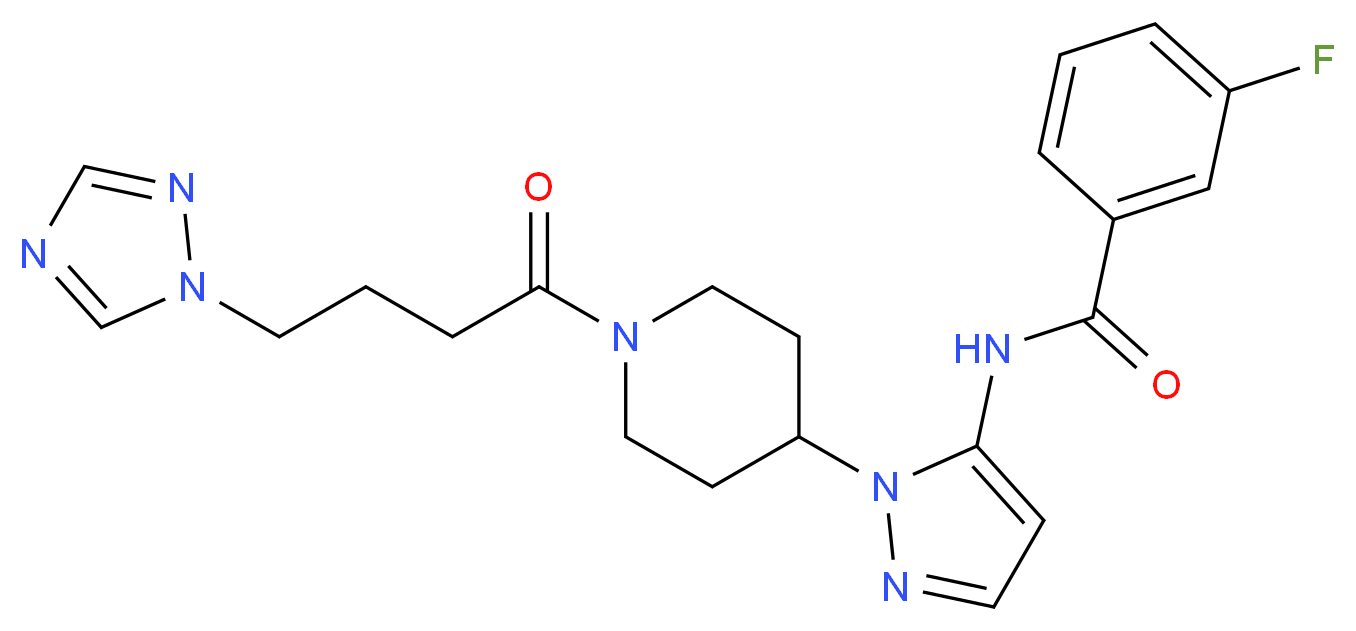 3-fluoro-N-(1-{1-[4-(1H-1,2,4-triazol-1-yl)butanoyl]-4-piperidinyl}-1H-pyrazol-5-yl)benzamide_Molecular_structure_CAS_)