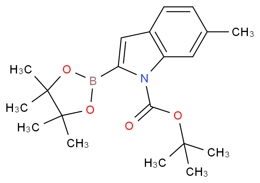 tert-Butyl 6-methyl-2-(4,4,5,5-tetramethyl-1,3,2-dioxaborolan-2-yl)-1H-indole-1-carboxylate_Molecular_structure_CAS_1218791-10-6)