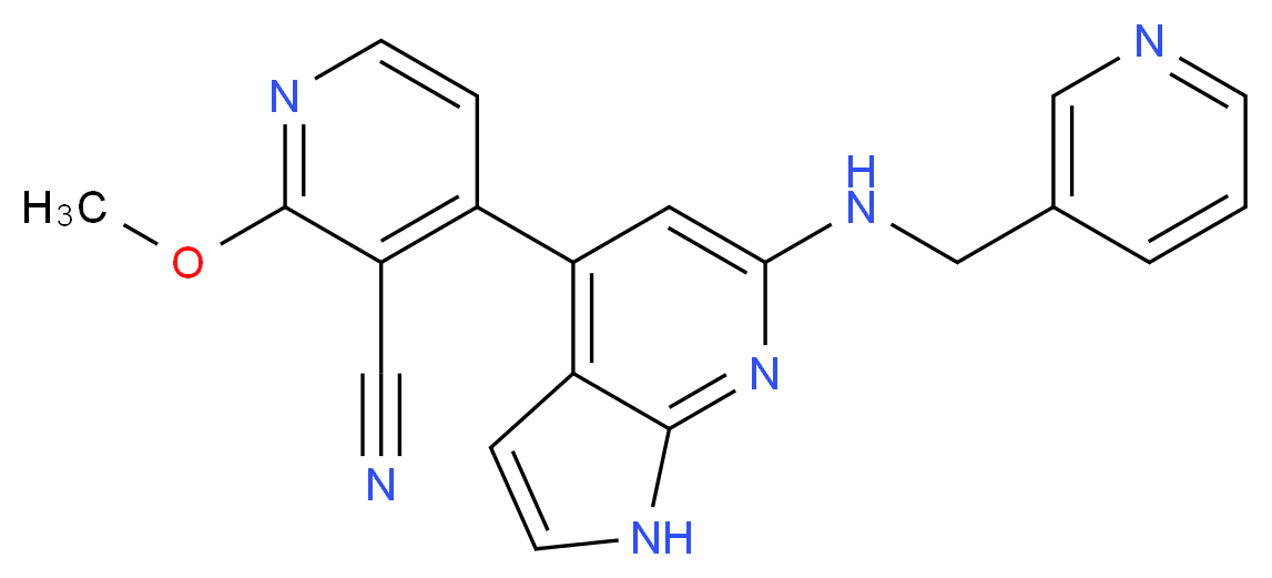 2-methoxy-4-{6-[(pyridin-3-ylmethyl)amino]-1H-pyrrolo[2,3-b]pyridin-4-yl}nicotinonitrile_Molecular_structure_CAS_)