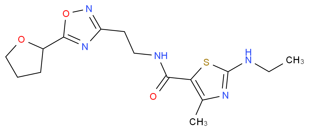 2-(ethylamino)-4-methyl-N-{2-[5-(tetrahydrofuran-2-yl)-1,2,4-oxadiazol-3-yl]ethyl}-1,3-thiazole-5-carboxamide_Molecular_structure_CAS_)