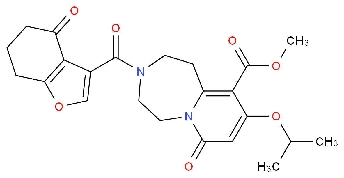 methyl 9-isopropoxy-7-oxo-3-[(4-oxo-4,5,6,7-tetrahydro-1-benzofuran-3-yl)carbonyl]-1,2,3,4,5,7-hexahydropyrido[1,2-d][1,4]diazepine-10-carboxylate_Molecular_structure_CAS_)