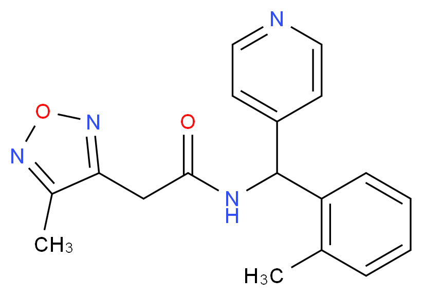 2-(4-methyl-1,2,5-oxadiazol-3-yl)-N-[(2-methylphenyl)(pyridin-4-yl)methyl]acetamide_Molecular_structure_CAS_)