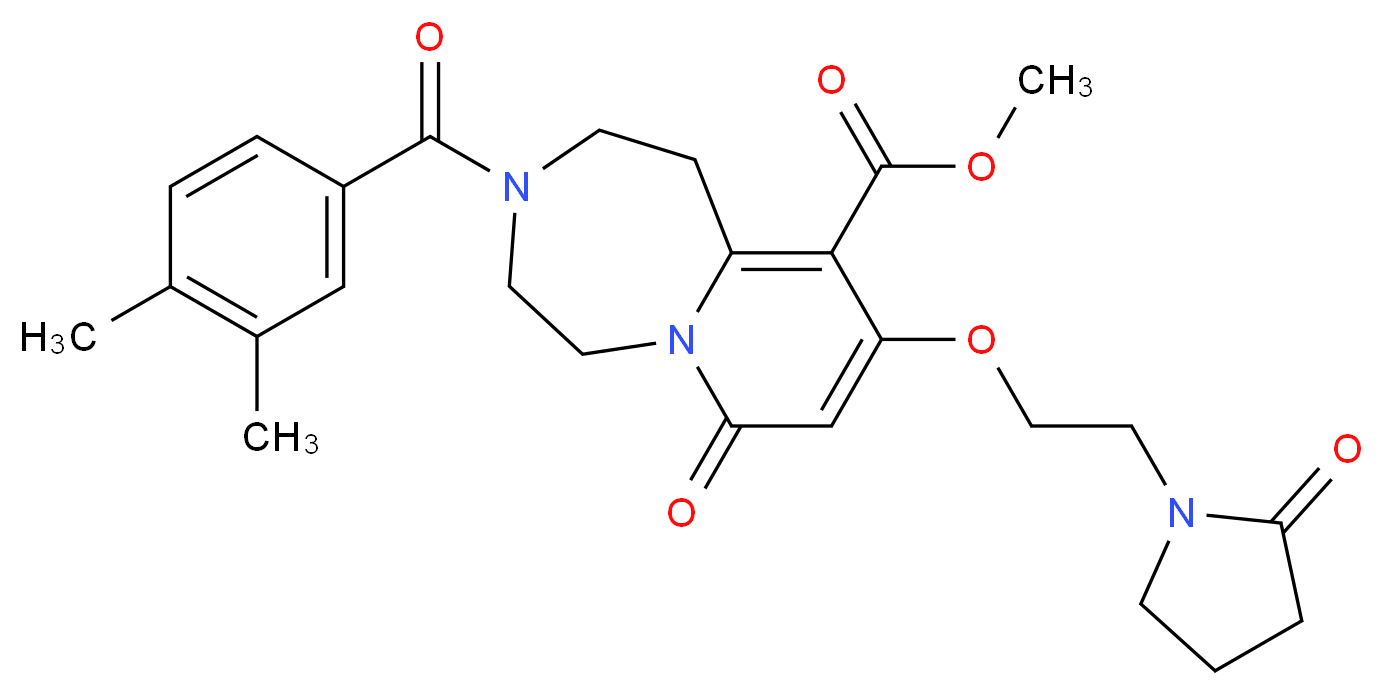 methyl 3-(3,4-dimethylbenzoyl)-7-oxo-9-[2-(2-oxo-1-pyrrolidinyl)ethoxy]-1,2,3,4,5,7-hexahydropyrido[1,2-d][1,4]diazepine-10-carboxylate_Molecular_structure_CAS_)