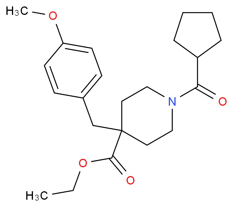 ethyl 1-(cyclopentylcarbonyl)-4-(4-methoxybenzyl)-4-piperidinecarboxylate_Molecular_structure_CAS_)