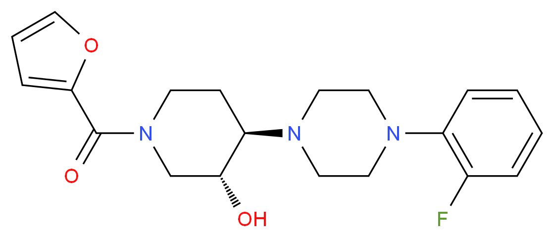 (3R*,4R*)-4-[4-(2-fluorophenyl)-1-piperazinyl]-1-(2-furoyl)-3-piperidinol_Molecular_structure_CAS_)