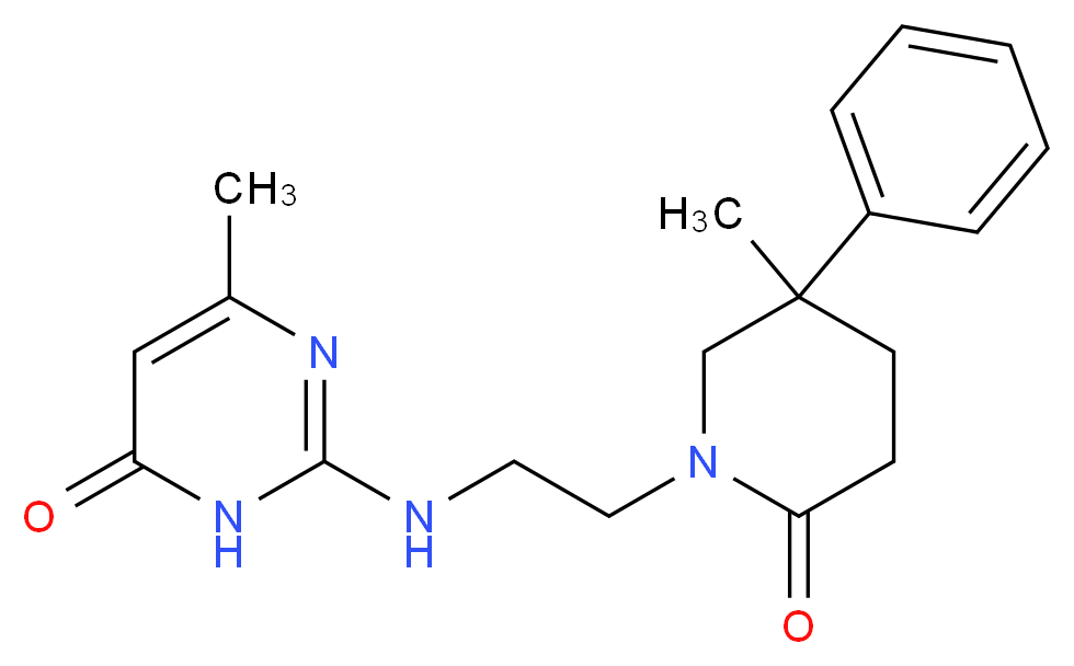6-methyl-2-{[2-(5-methyl-2-oxo-5-phenylpiperidin-1-yl)ethyl]amino}pyrimidin-4(3H)-one_Molecular_structure_CAS_)