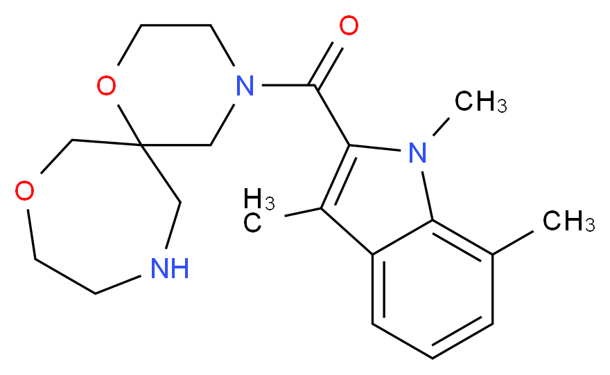 4-[(1,3,7-trimethyl-1H-indol-2-yl)carbonyl]-1,8-dioxa-4,11-diazaspiro[5.6]dodecane_Molecular_structure_CAS_)