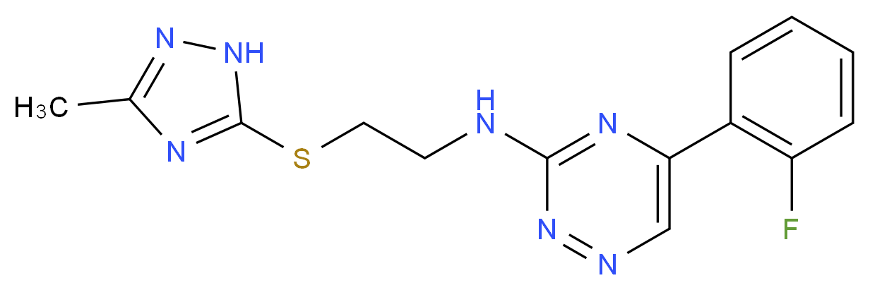 5-(2-fluorophenyl)-N-{2-[(3-methyl-1H-1,2,4-triazol-5-yl)thio]ethyl}-1,2,4-triazin-3-amine_Molecular_structure_CAS_)