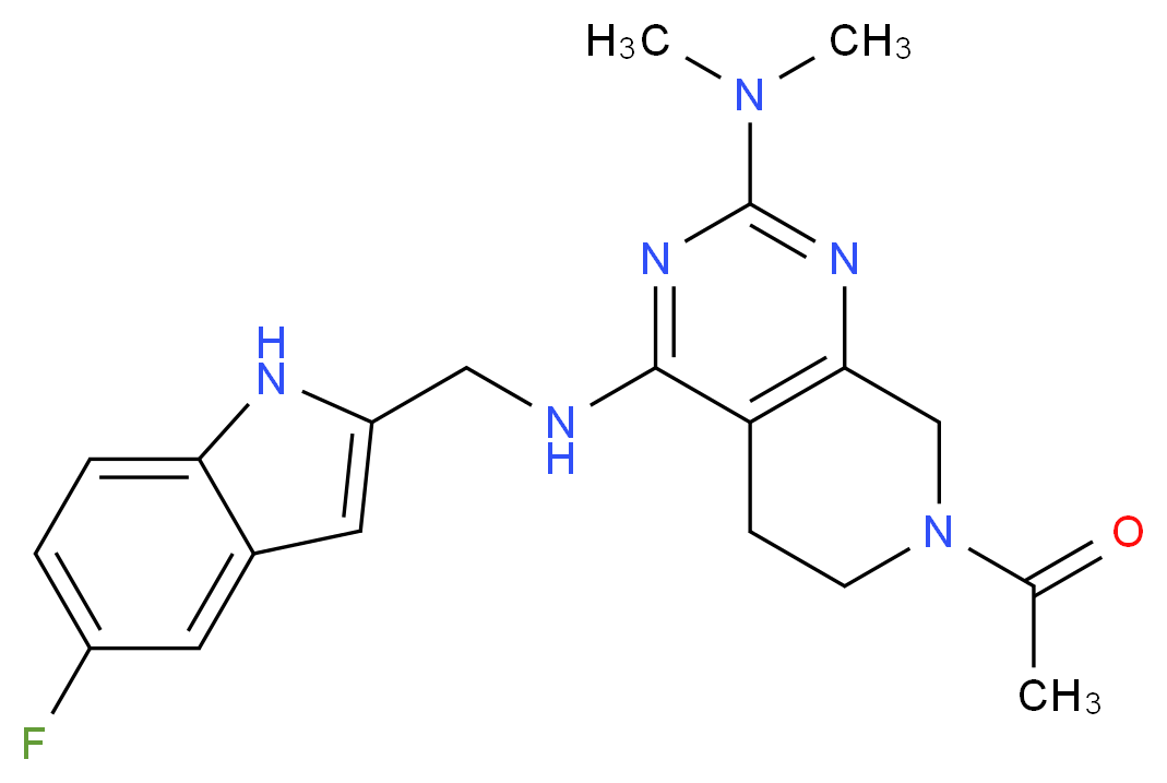 7-acetyl-N~4~-[(5-fluoro-1H-indol-2-yl)methyl]-N~2~,N~2~-dimethyl-5,6,7,8-tetrahydropyrido[3,4-d]pyrimidine-2,4-diamine_Molecular_structure_CAS_)