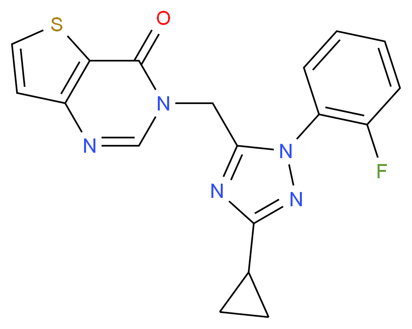 3-{[3-cyclopropyl-1-(2-fluorophenyl)-1H-1,2,4-triazol-5-yl]methyl}thieno[3,2-d]pyrimidin-4(3H)-one_Molecular_structure_CAS_)