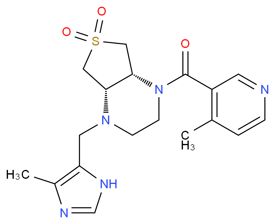 (4aR*,7aS*)-1-[(4-methyl-1H-imidazol-5-yl)methyl]-4-[(4-methyl-3-pyridinyl)carbonyl]octahydrothieno[3,4-b]pyrazine 6,6-dioxide_Molecular_structure_CAS_)