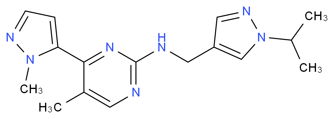 N-[(1-isopropyl-1H-pyrazol-4-yl)methyl]-5-methyl-4-(1-methyl-1H-pyrazol-5-yl)pyrimidin-2-amine_Molecular_structure_CAS_)