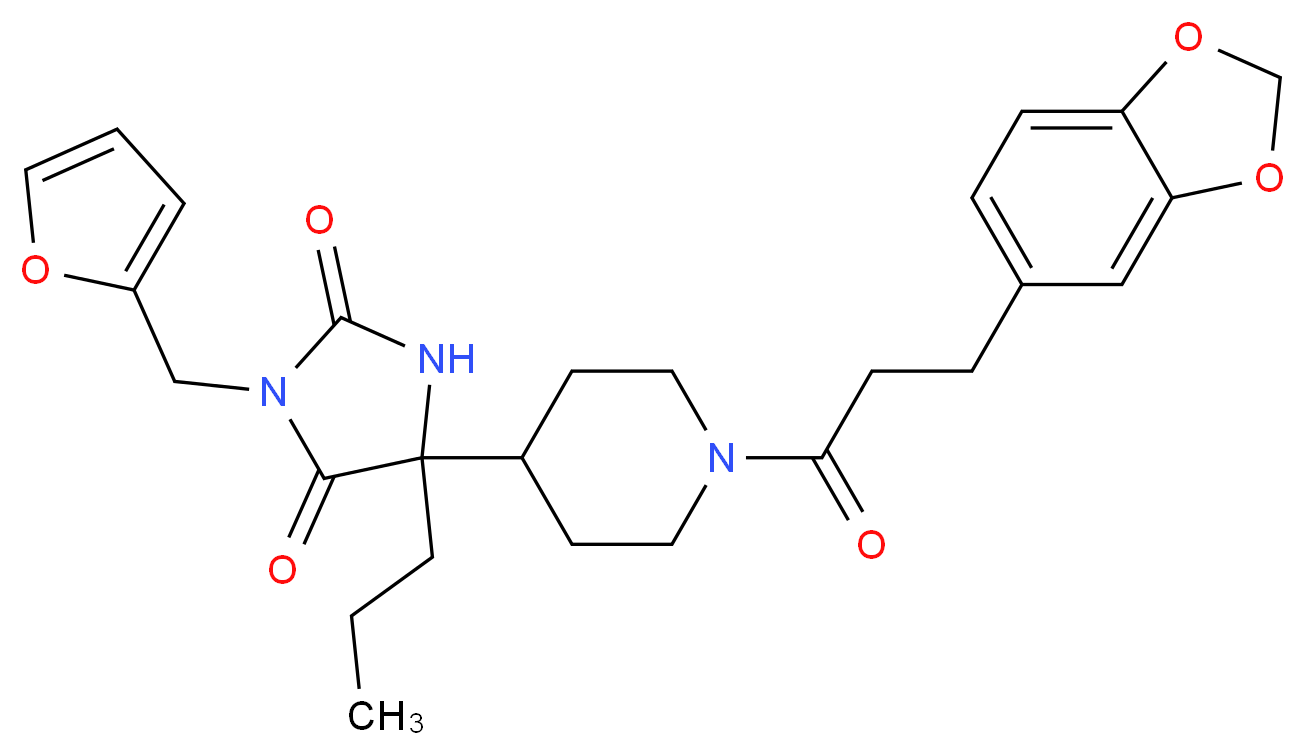 5-{1-[3-(1,3-benzodioxol-5-yl)propanoyl]-4-piperidinyl}-3-(2-furylmethyl)-5-propyl-2,4-imidazolidinedione_Molecular_structure_CAS_)