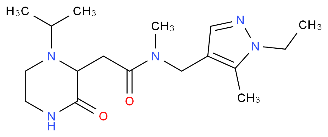 N-[(1-ethyl-5-methyl-1H-pyrazol-4-yl)methyl]-2-(1-isopropyl-3-oxopiperazin-2-yl)-N-methylacetamide_Molecular_structure_CAS_)