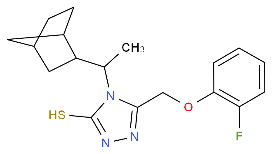 4-(1-Bicyclo[2.2.1]hept-2-yl-ethyl)-5-(2-fluoro-phenoxymethyl)-4H-[1,2,4]triazole-3-thiol_Molecular_structure_CAS_)