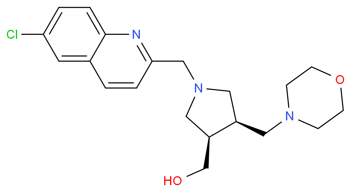 [(3R*,4S*)-1-[(6-chloroquinolin-2-yl)methyl]-4-(morpholin-4-ylmethyl)pyrrolidin-3-yl]methanol_Molecular_structure_CAS_)