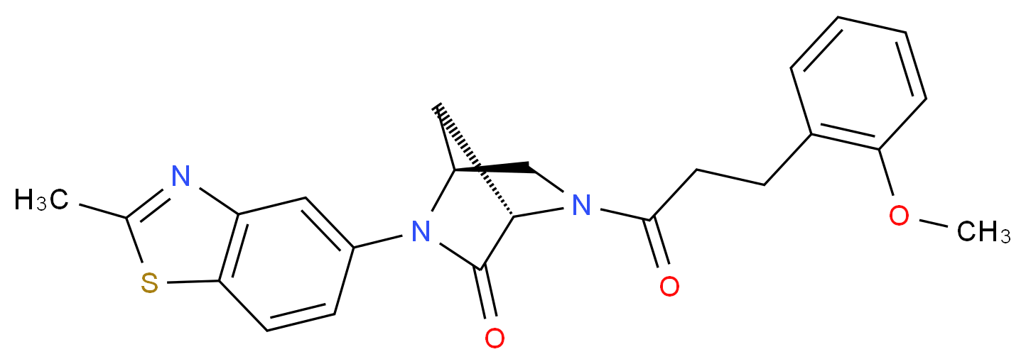 (1S*,4S*)-5-[3-(2-methoxyphenyl)propanoyl]-2-(2-methyl-1,3-benzothiazol-5-yl)-2,5-diazabicyclo[2.2.1]heptan-3-one_Molecular_structure_CAS_)