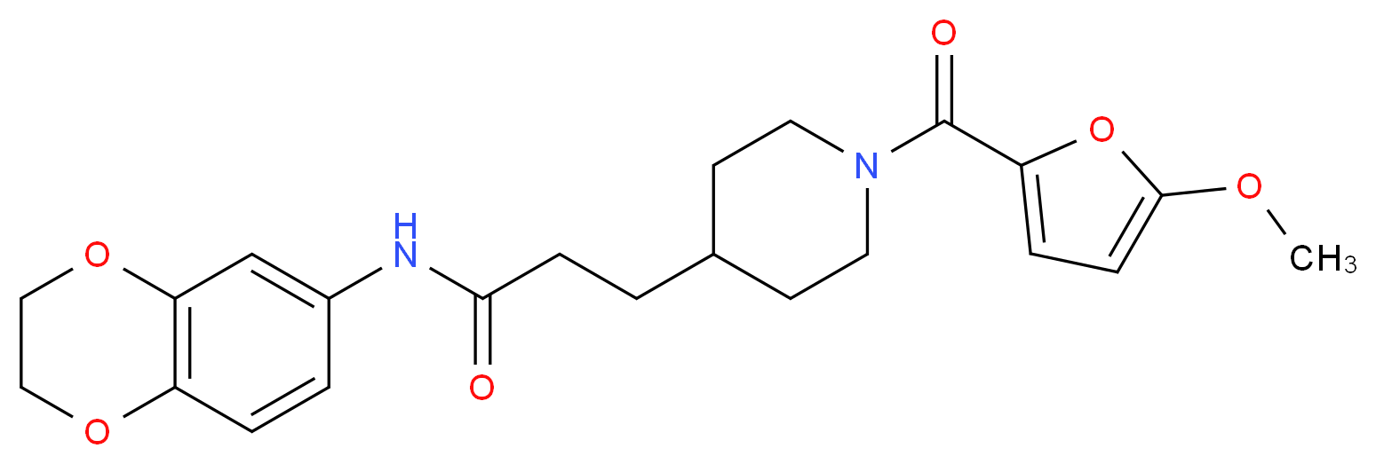 N-(2,3-dihydro-1,4-benzodioxin-6-yl)-3-[1-(5-methoxy-2-furoyl)-4-piperidinyl]propanamide_Molecular_structure_CAS_)