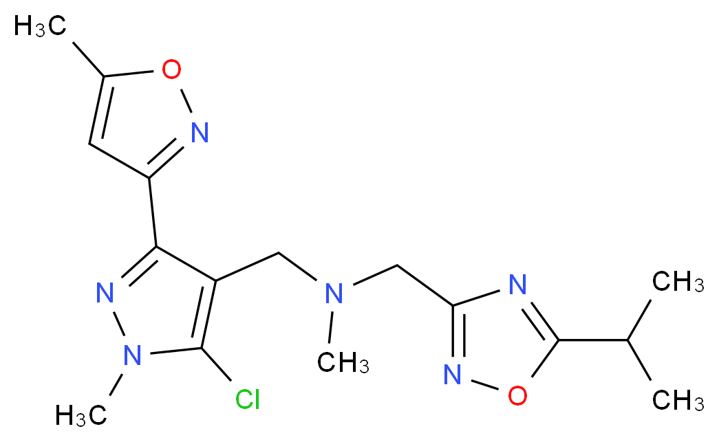 1-[5-chloro-1-methyl-3-(5-methyl-3-isoxazolyl)-1H-pyrazol-4-yl]-N-[(5-isopropyl-1,2,4-oxadiazol-3-yl)methyl]-N-methylmethanamine_Molecular_structure_CAS_)