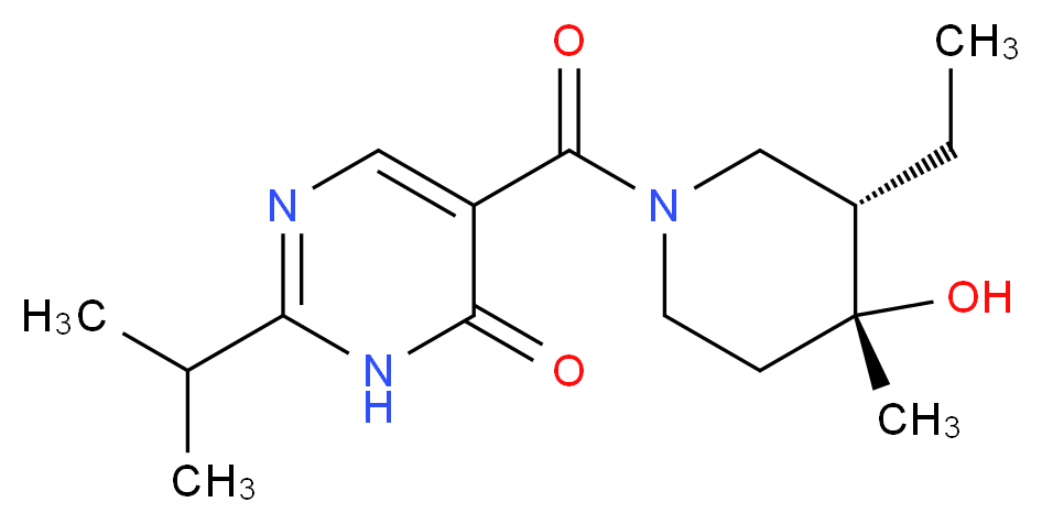 5-{[(3S*,4R*)-3-ethyl-4-hydroxy-4-methylpiperidin-1-yl]carbonyl}-2-isopropylpyrimidin-4(3H)-one_Molecular_structure_CAS_)