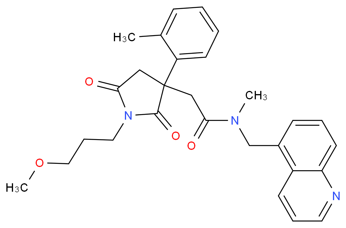 2-[1-(3-methoxypropyl)-3-(2-methylphenyl)-2,5-dioxo-3-pyrrolidinyl]-N-methyl-N-(5-quinolinylmethyl)acetamide_Molecular_structure_CAS_)
