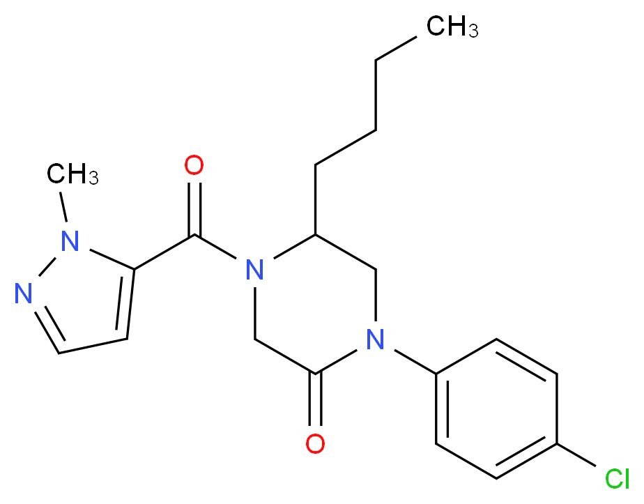 5-butyl-1-(4-chlorophenyl)-4-[(1-methyl-1H-pyrazol-5-yl)carbonyl]-2-piperazinone_Molecular_structure_CAS_)