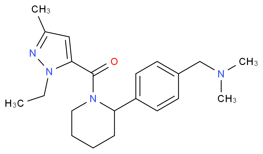 (4-{1-[(1-ethyl-3-methyl-1H-pyrazol-5-yl)carbonyl]-2-piperidinyl}benzyl)dimethylamine_Molecular_structure_CAS_)