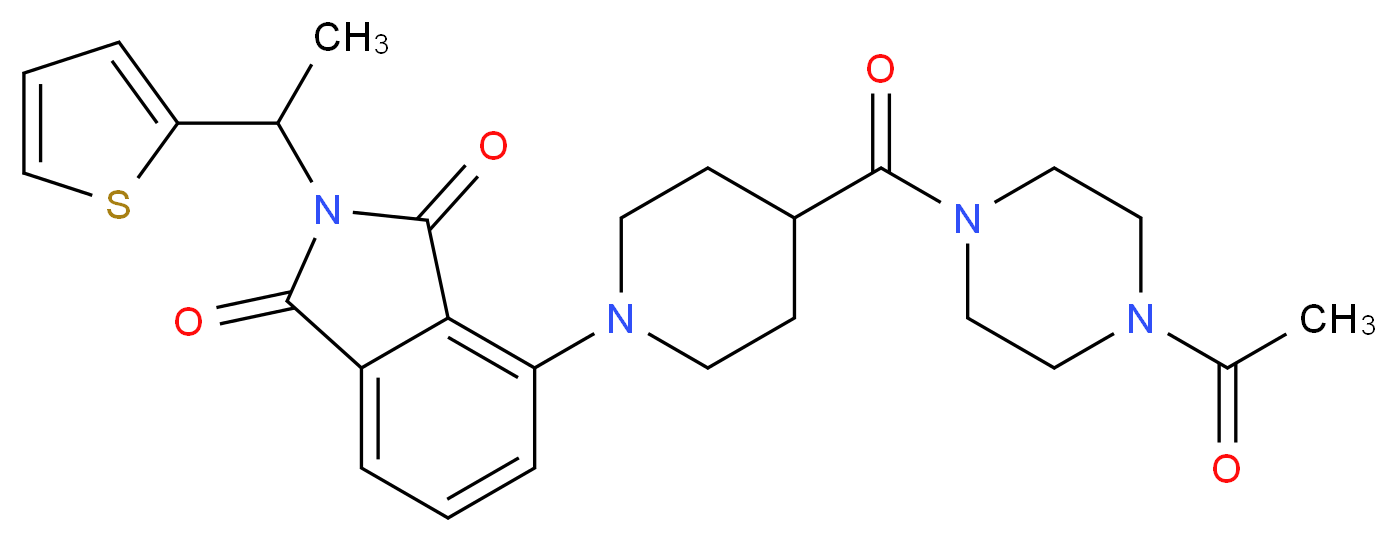 4-{4-[(4-acetyl-1-piperazinyl)carbonyl]-1-piperidinyl}-2-[1-(2-thienyl)ethyl]-1H-isoindole-1,3(2H)-dione_Molecular_structure_CAS_)